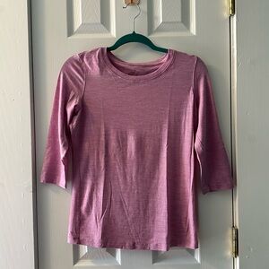 WoolX Pink 3/4 Sleeve Merino Wool Top  Lightweight Layer Size XS